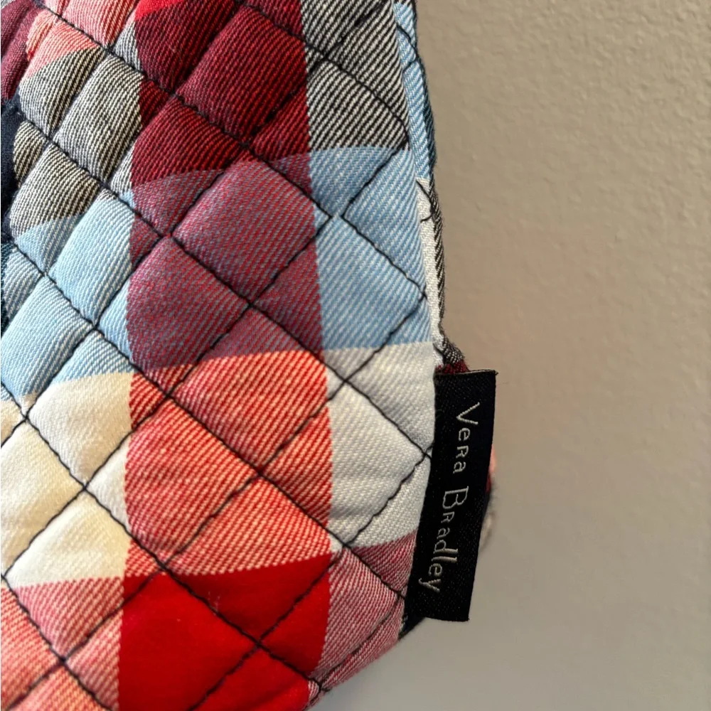 Vera Bradley Patriotic Plaid Bucket Crossbody Bag Quilted Adjustable Retired - Picture 6 of 12